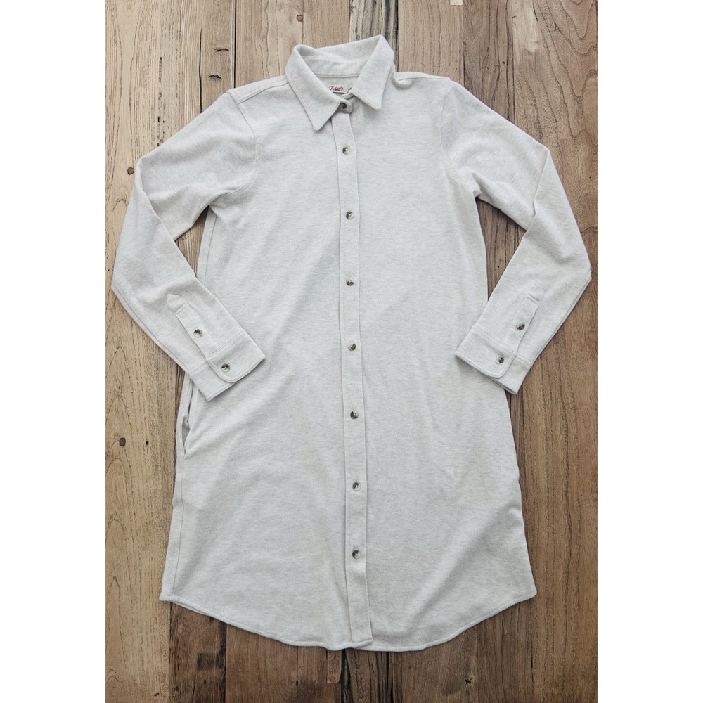 Faherty Shirt Dress Womens Small White Legend Sweater Button Up Mini